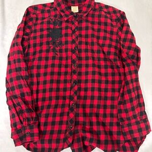 Faded Glory Red and Black Plaid Shirt